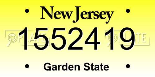 1552419 New Jersey License Plate