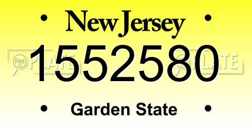 1552580 New Jersey License Plate