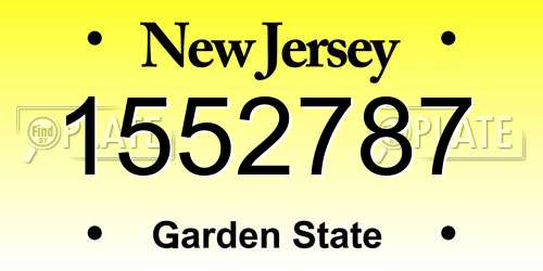 1552787 New Jersey License Plate