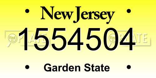 1554504 New Jersey License Plate
