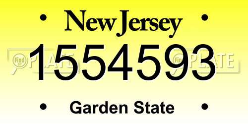 1554593 New Jersey License Plate