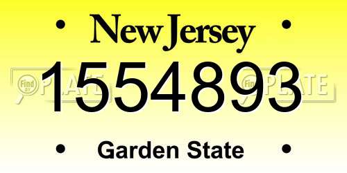 1554893 New Jersey License Plate