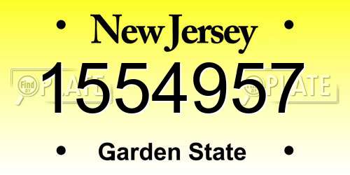 1554957 New Jersey License Plate