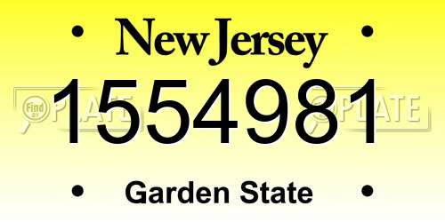 1554981 New Jersey License Plate