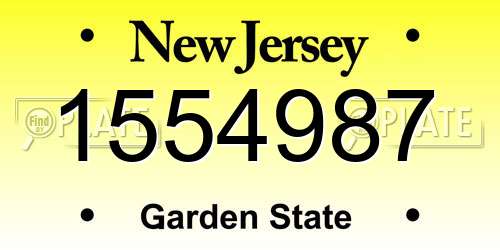 1554987 New Jersey License Plate
