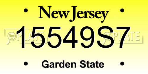 15549S7 New Jersey License Plate