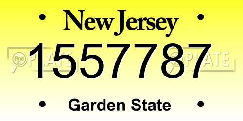 1557787 New Jersey License Plate