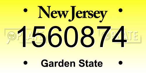 1560874 New Jersey License Plate