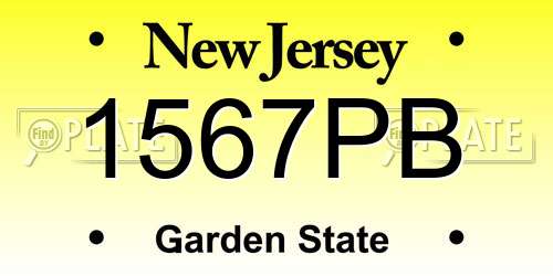 1567PB New Jersey License Plate