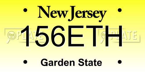 156ETH New Jersey License Plate