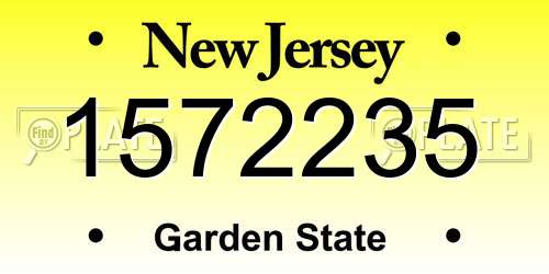 1572235 New Jersey License Plate