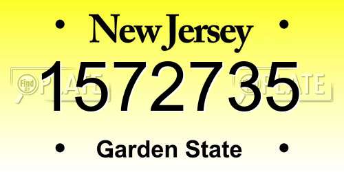 1572735 New Jersey License Plate