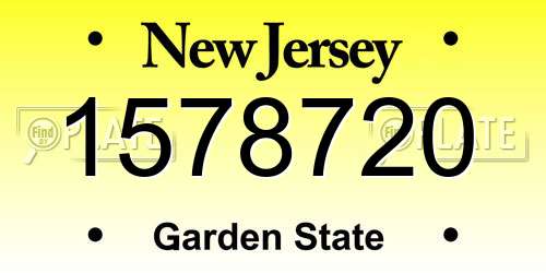 1578720 New Jersey License Plate