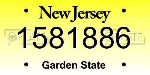1581886 New Jersey License Plate