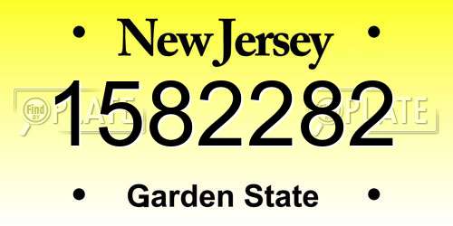 1582282 New Jersey License Plate