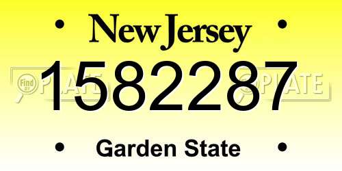 1582287 New Jersey License Plate