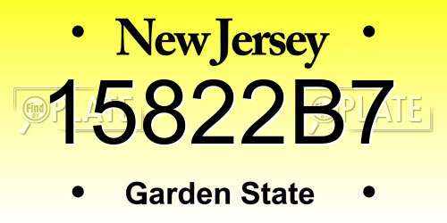 15822B7 New Jersey License Plate