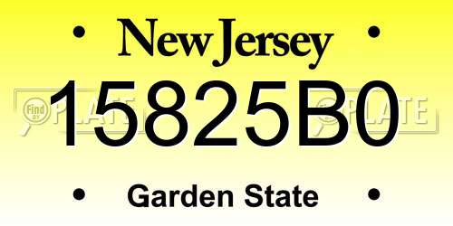 15825B0 New Jersey License Plate