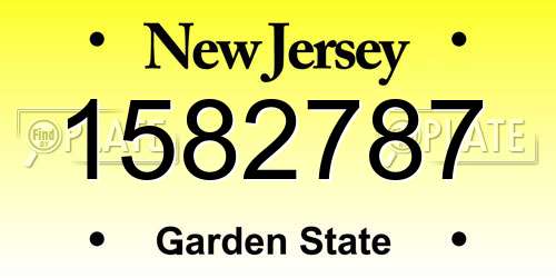 1582787 New Jersey License Plate