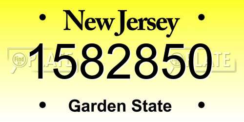 1582850 New Jersey License Plate