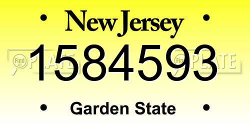 1584593 New Jersey License Plate