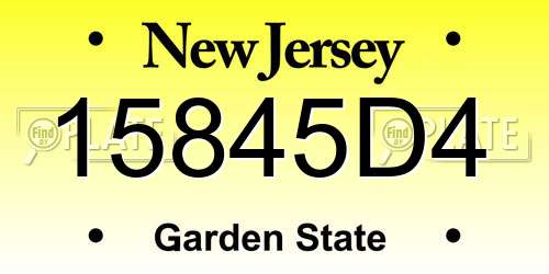 15845D4 New Jersey License Plate