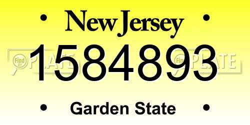 1584893 New Jersey License Plate