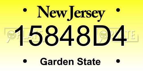 15848D4 New Jersey License Plate