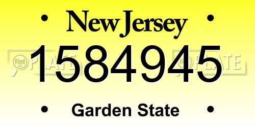 1584945 New Jersey License Plate