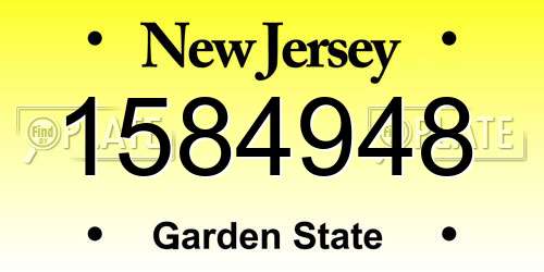 1584948 New Jersey License Plate