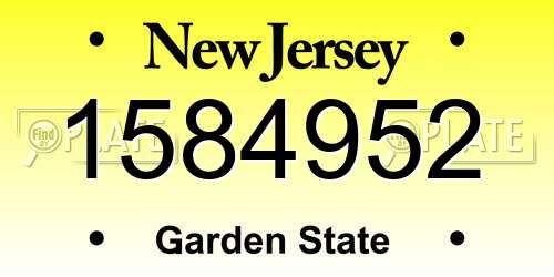 1584952 New Jersey License Plate