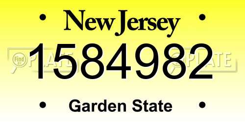 1584982 New Jersey License Plate