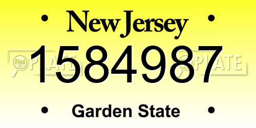 1584987 New Jersey License Plate