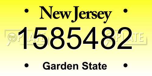 1585482 New Jersey License Plate