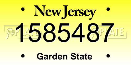 1585487 New Jersey License Plate