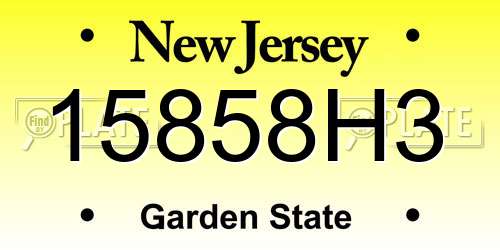 15858H3 New Jersey License Plate