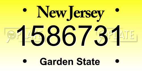 1586731 New Jersey License Plate