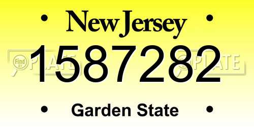 1587282 New Jersey License Plate