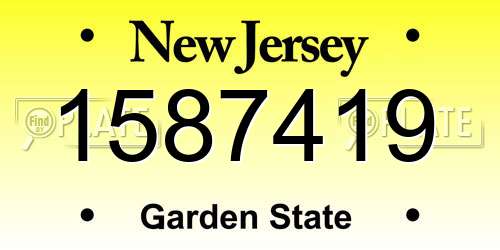1587419 New Jersey License Plate