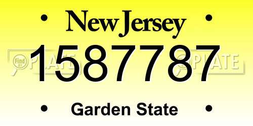 1587787 New Jersey License Plate