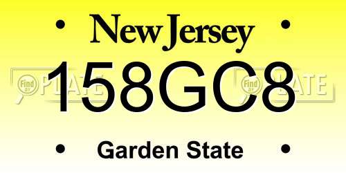 158GC8 New Jersey License Plate