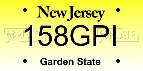 158GPI New Jersey License Plate