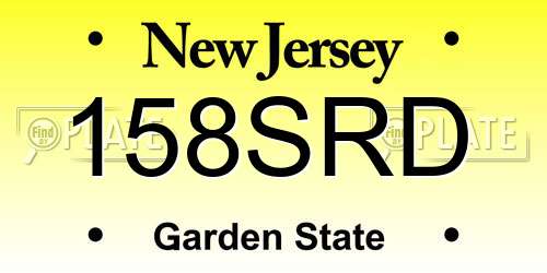 158SRD New Jersey License Plate