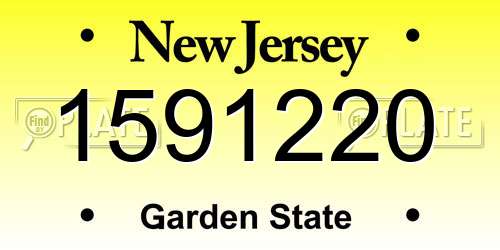 1591220 New Jersey License Plate