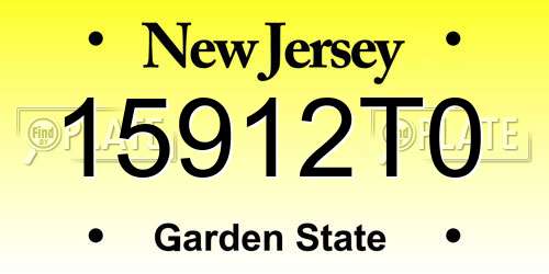 15912T0 New Jersey License Plate