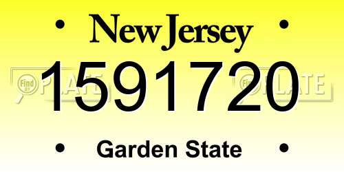 1591720 New Jersey License Plate