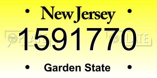 1591770 New Jersey License Plate