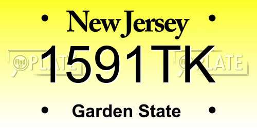 1591TK New Jersey License Plate