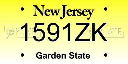 1591ZK New Jersey License Plate