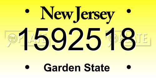 1592518 New Jersey License Plate